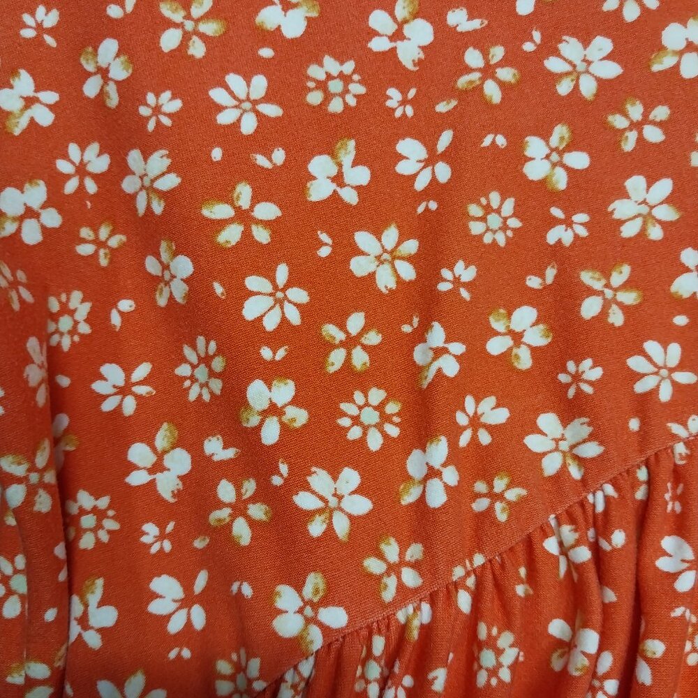 3703 Size Medium Haptics Orange Floral Dress. - Picture 3 of 6